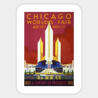 Vintage Travel Poster USA Chicago World's Fair 1933 Sticker